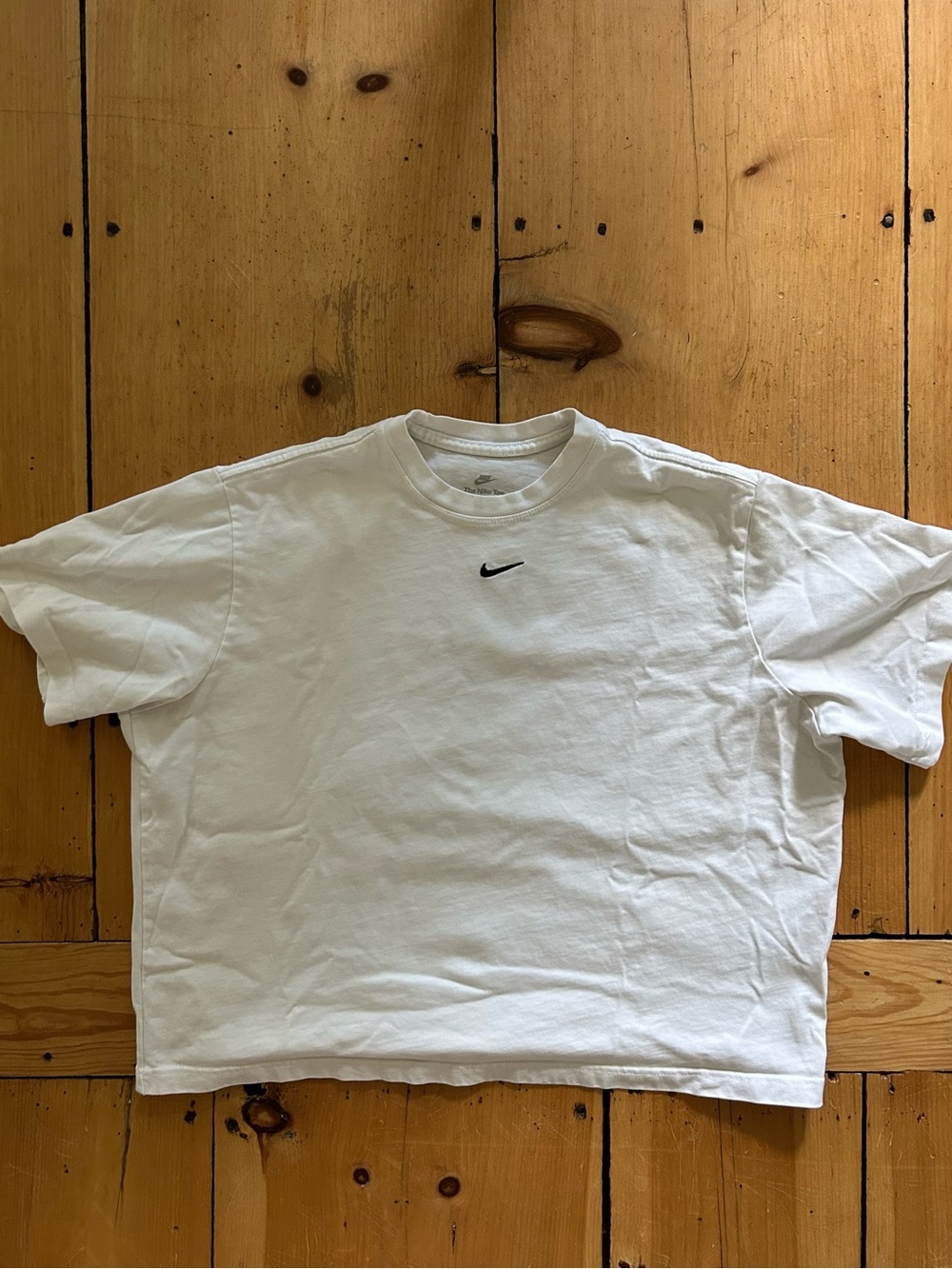 Nike White Crewneck Short Sleeve Tee with Black Swoosh